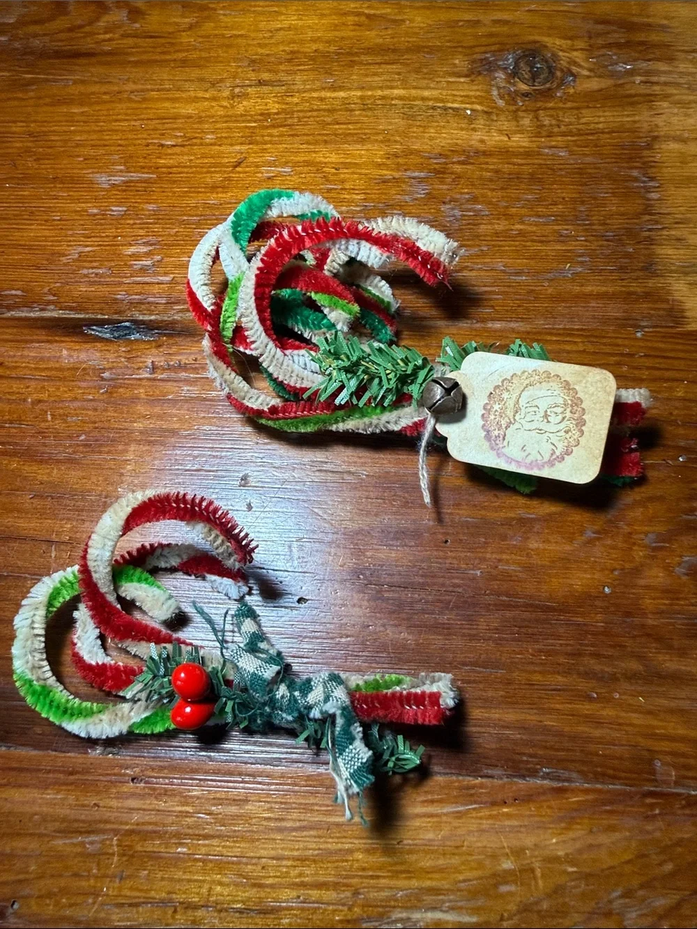 🎄 2 Holiday Chenille Pipe Cleaner Candy Cane Bundle in Red, Green & White